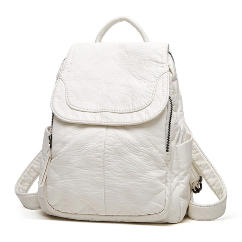 Fashionable Women Soft PU Leather Backpack Large Capacity Multi-Pocket Travel School Bag Casual Litchi Grain