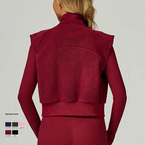 Gilet Sportivo In Pile Da Donna Collo Alto Cerniera Senza Maniche Caldo Capispalla Per Corsa Fitness