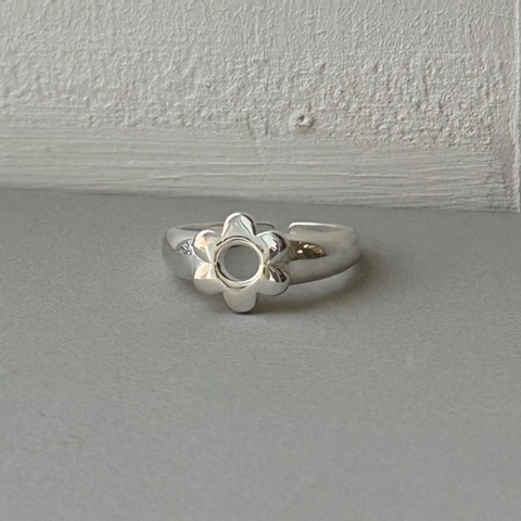 925 Sterling Silber Blumen Ring Für Frauen Minimalistischer Offener Verstellbarer Koreanischer Stil Hohler Blütenblatt Schmuck