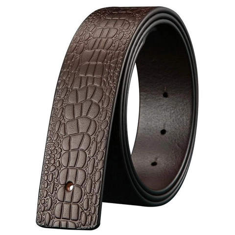 Heren Echt Lederen Riem Strap Krokodil Patroon Reliëf Zonder Gesp Vervanging Business Casual