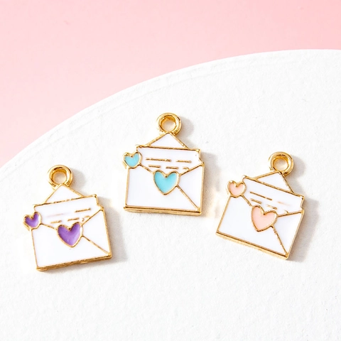 Ciondoli A Busta Con Cuore In Lega Smalto Diy Produzione Di Gioielli Per Orecchini Bracciali Accessori Per Gioielli Cartoon
