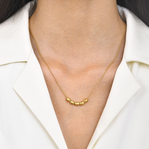 Collana Minimalista in Acciaio Inossidabile Placcato Oro 18K per Donna Elegante Catena a Serpente Rotonda Gioielli Moda Regalo