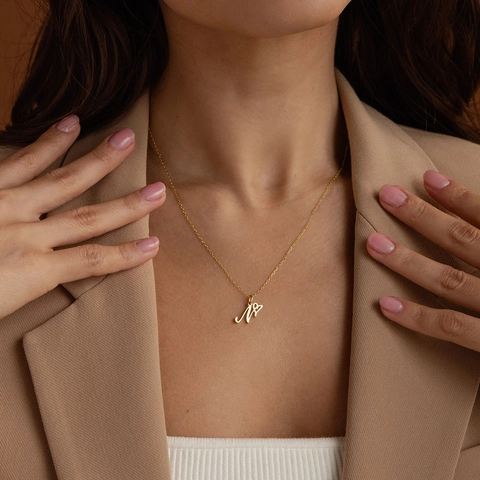 Herz Buchstaben Anhänger Edelstahl Vergoldet DIY Schmuckherstellung Charms Romantische Initialen Für Damen Halsketten