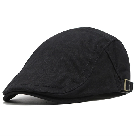 Casquette Plate Classique En Coton Pour Hommes Et Femmes Réglable Couleur Unie Style Britannique Respirant