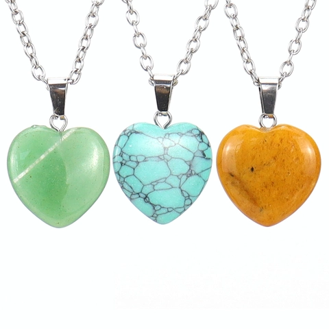 Collar Con Colgante De Corazón Piedra Natural Cristal Facetado Cadena De Aleación Joyería Diaria Para Mujeres Accesorio Estético