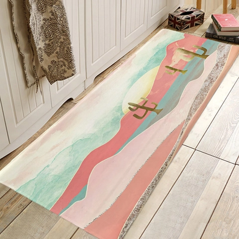 Abstracte Berg Fluwelen Vloermat Absorberende Antislip Loper Tapijt Voor Keuken Badkamer Woonkamer Scandinavisch Decor
