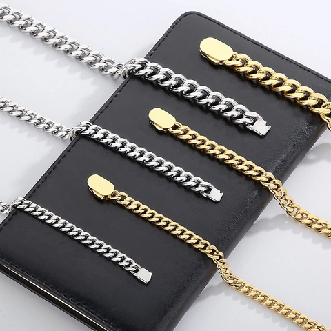 Stainless Steel Cuban Link Bracelet Polished Curb Chain Flat Metal Wristband Minimalist Hip Hop Jewelry For Men Women