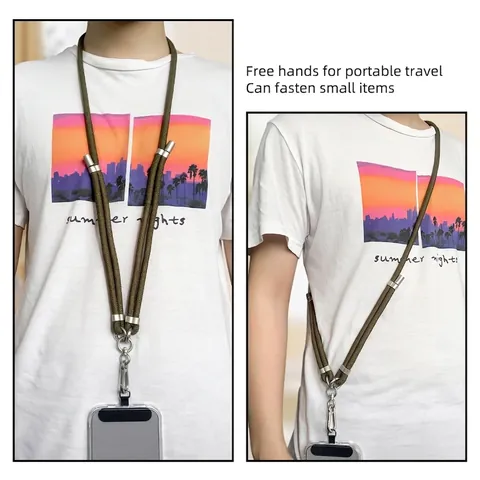 Cordón Ajustable Universal Para Teléfono Correa De Cuello De Cuerda Trenzada De Poliéster Con Hebilla De Metal Y Parche Anti Pérdida Accesorio Para Exterior
