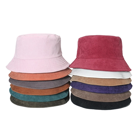 Cord Bucket Hut Einfarbig Warm Herbst Winter Lässig Flacher Anglerhut Sonnenschutz Für Damen Herren Trendy