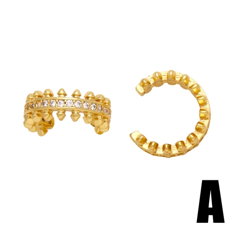Fashion Zircon Ear Cuffs For Women Gold Plated Copper C-Shaped No Piercing Irregular Clip On Earrings