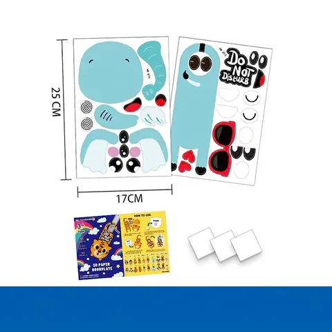 3D Paper Door Hanging Sign DIY Cartoon Animal Do Not Disturb Room Decoration Arts Crafts Educational Toy For Kids