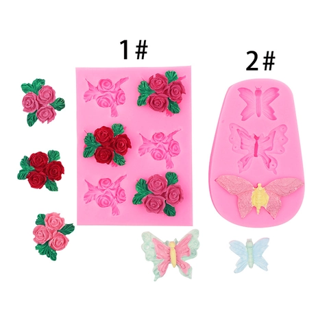 Rose Flower Leaf Butterfly Silicone Mold For Fondant Cake Decorating DIY Handmade Craft Chocolate Soap Aromatherapy Plaster