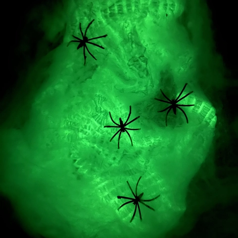 Ragnatela Halloween Luminosa Decorazione Spaventosa In Poliestere Con Ragni Di Plastica Per Casa Stregata