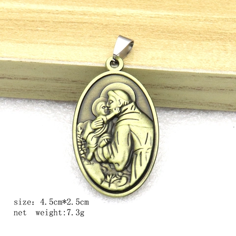 Metalen Sleutelhanger St Christopher St Anthony Reliëf Ovale Medaillon Religieus Retro Zinklegering Tas Accessoire