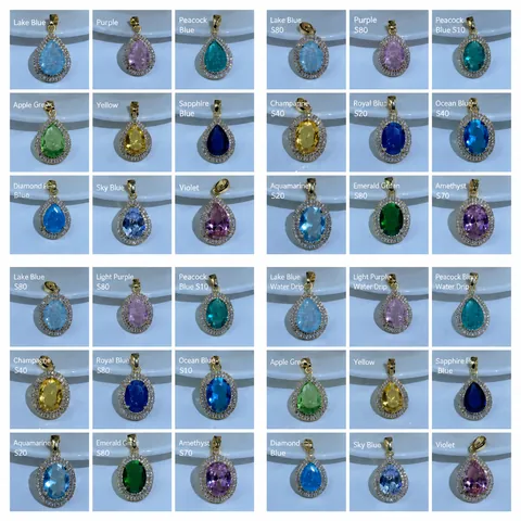 Pendentif de Luxe en Cuivre et Zirconia Forme Goutte d'eau Ovale Style Paraiba Multicolore Pendentif Seul Sans Chaîne Bijoux Femme