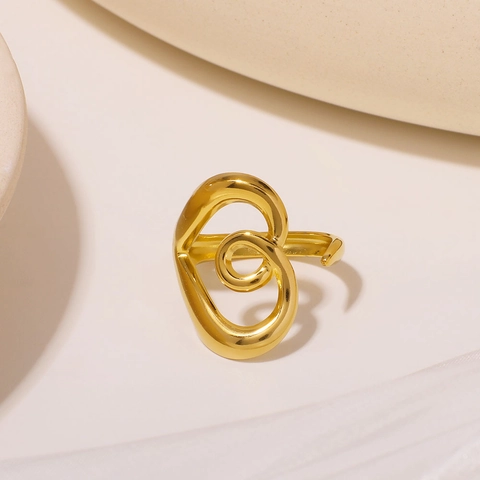 Ring Edelstahl Herz Spirale Verstellbar Gedrehter Knoten Asymmetrisch Minimalistisch INS Stil Schmuck Damen