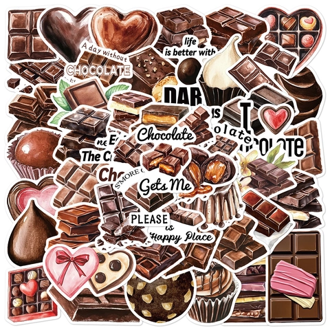 Cartoon Schokolade Graffiti Aufkleber Wasserdicht PVC Abziehbilder Für Laptop Koffer Scrapbooking Schreibwaren Retro Dekorativ