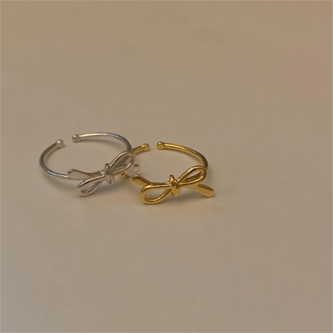 925 Sterling Silver Bowknot Adjustable Open Ring Minimalist Korean Style Elegant Hand Jewelry Accessories For Women