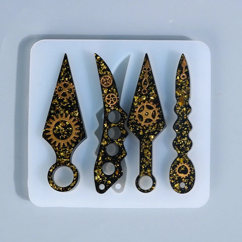 DIY Silicone Resin Molds Set Defensive Knife Dagger Kunai Shape Silicone Mold For Epoxy Resin Jewelry Craft Making Accessories