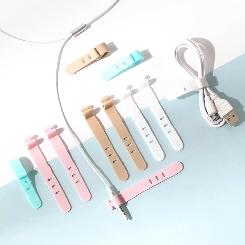 Organisateur De Câbles En Silicone Attache Réglable Pour Câbles USB Écouteurs Gestion Des Fils Pour Bureau Maison