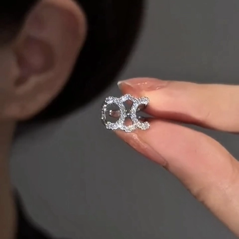 Zirkonia Kupfer Ohrknochenclip Hohle Doppel-C-Form Nicht Durchstochener Ohrmanschette Minimalistischer Schmuck