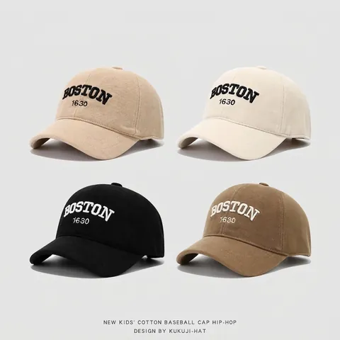Toddler Kids Baseball Cap Cotton Twill 3D Boston 1630 Embroidery Sun Hat Adjustable For Boys Girls Casual Hip Hop