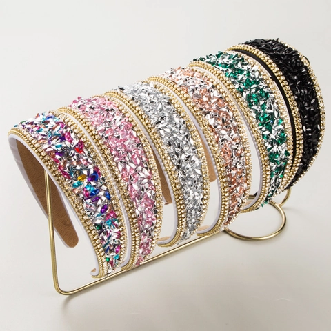 Diadema Ancha con Diamantes de Imitación Barrocos para Mujer Elegante Brillante Cristal Artificial Acolchado Accesorios de Lujo