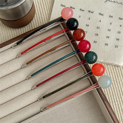 Elegante Molletta per Capelli in Acrilico con Sfera Rotonda Stile Lollipop Copricapo da Donna di Alta Qualità Accessori per Capelli