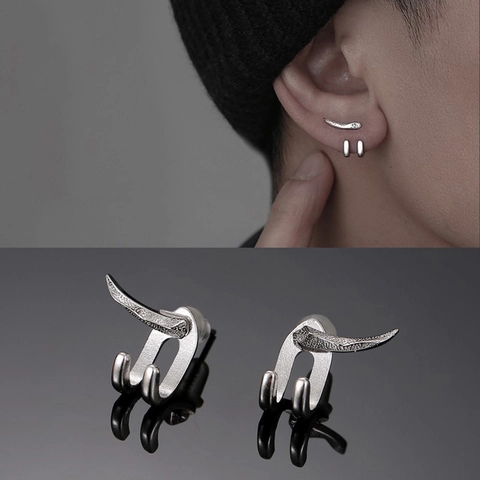 Orecchini A Lobo Punk Lega Metallo Con Perno In Acciaio Inossidabile Stile Hip Hop Vintage Gioielli Geometrici Uomo Donna