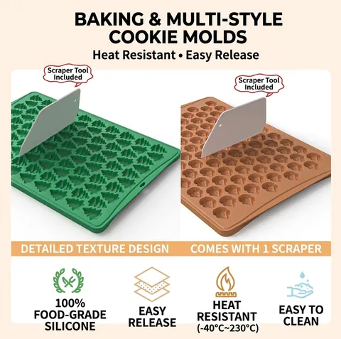 Stampo Da Forno In Silicone Albero Di Natale Omino Di Pan Di Zenzero Tacchino Teschio Coniglio Con Raschietto Resistente