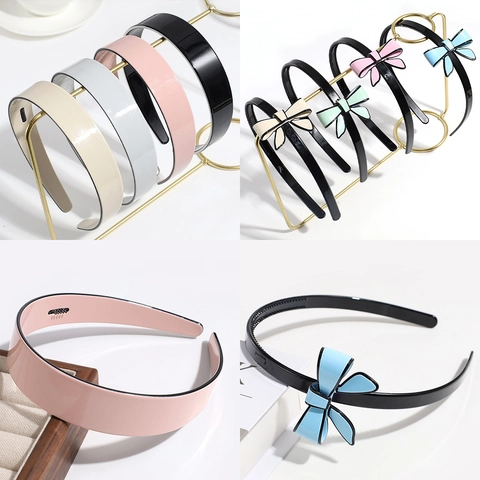 Fashion Hair Hoop Solid Color Wide Edge Acrylic Headband Non Slip Teeth Bow Decoration Hair Accessories For Women Girls