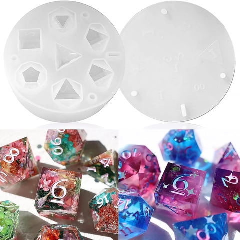 Moule En Silicone Pour Boîte De Rangement De Dés Polyédriques Pour Coulée De Résine DIY Motifs Cœur Numéro