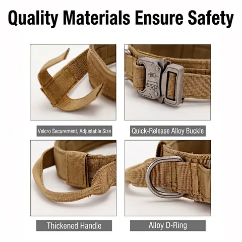 Tactical Dog Collar And Bungee Leash Heavy Duty Nylon With Metal Buckle Control Handle For Large Dogs Military Style