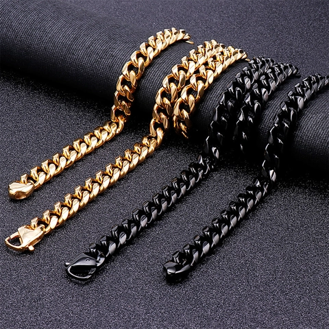 Collana Bracciale Catena Cubana Da Uomo In Acciaio Inossidabile Gioielli Alla Moda Hip Hop Punk