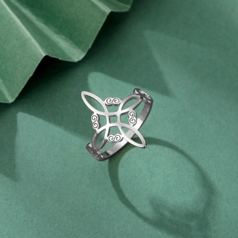 Hohl Witch Knot Ring Edelstahl Keltisches Geometrisches Muster Vintage Gothic Schmuck Für Herren Damen