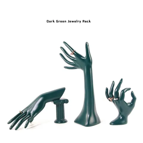 Dark Green Resin Hand Shaped Jewelry Display Stand Ring Bracelet Watch Organizer Model For Store Showcase Counter Decor