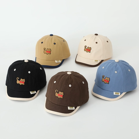 Berretto Da Baseball Per Bambini Cotone Ricamo Cucciolo Cartone Animato Tesa Corta Cappello Da Sole Traspirante Per Ragazzi