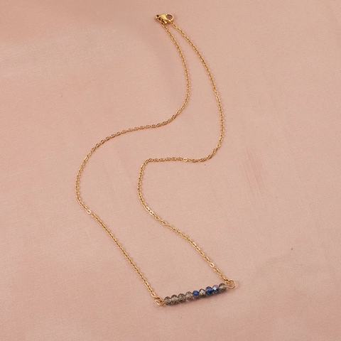 Beaded Bar Pendant Necklace 304 Stainless Steel With Colorful Glass Beads 18K Gold Plated Jewelry For Women