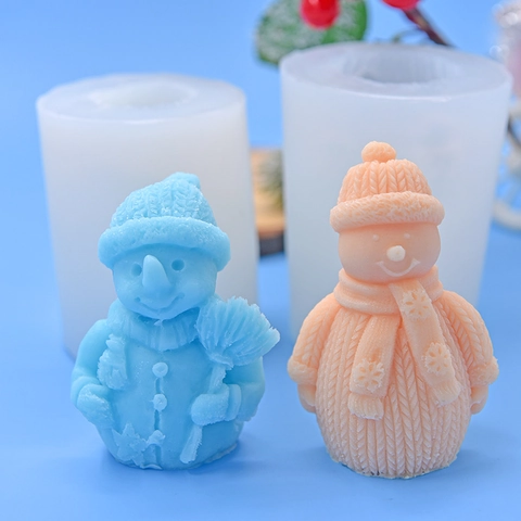 Christmas Snowman Silicone Mold Knitted Texture DIY Baking Cake Chocolate Fondant Soap Candle Crafting Tool Novelty White