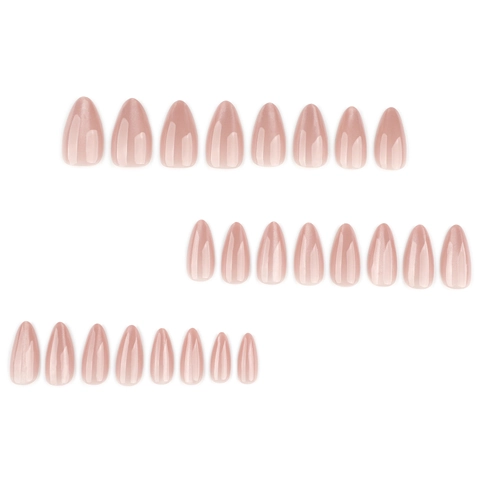 Unghie Finte Rosa Nude Occhio Di Gatto Forma Mandorla Shimmer Perla Artificial Lucida Manicure Fai Da Te Elegante Modello JP4134