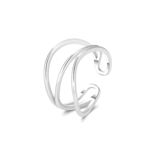 Minimalist 925 Sterling Silver C Shaped Layered Ring 14K Gold Plated Geometric Open Adjustable Finger Ring For Women