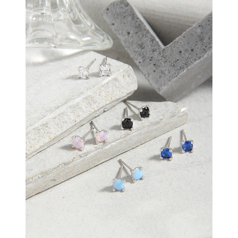 Minimalist 925 Sterling Silver Geometric Stud Earrings For Women Tiny Rhinestone Inlaid Fashion Small Ear Jewelry Ins Style Gift