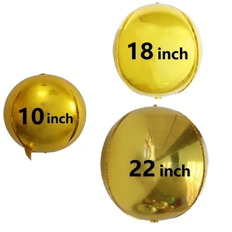 4D Foil Balloons Round Sphere Cube Metallic Mylar Mirror Iridescent For Birthday Wedding Anniversary Party Decorations
