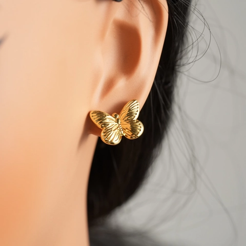 Orecchini A Lobo In Acciaio Inossidabile Da Donna Placcati Oro 18K Farfalla Fiocco Cuore Geometrico Gioielli Minimalisti