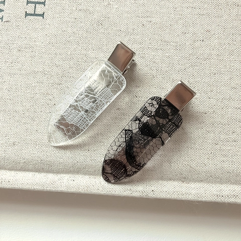 Spitzenmuster Haarklammern Transparente Harz Legierung Entenschnabel Clips Nahtlose Make-up Haarnadeln Für Damen Mädchen Styling