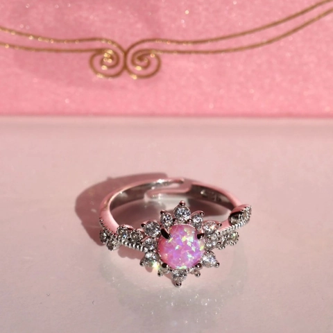 Sunburst Opal Necklace Ring Earrings Bracelet Jewelry Copper Zircon Inlaid Geometric Pendant Accessories Women Vintage Elegant