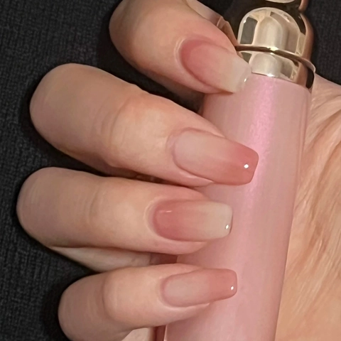 Ombre Blush Pink Press On Nails Lange Eckige Glänzende Künstliche Fingernägel Mit Nagelfeile Und Geleekleber