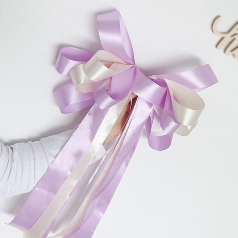 Large Satin Ribbon Bow Decoration For Wedding Car Party Event Multi Layer Tassel Ornament Romantic Elegant Accessory