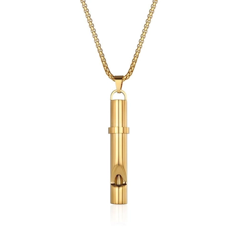 Collana Con Pendente A Fischietto Funzionale Acciaio Al Titanio Hip Hop Gioielli Streetwear Per Uomini Donne