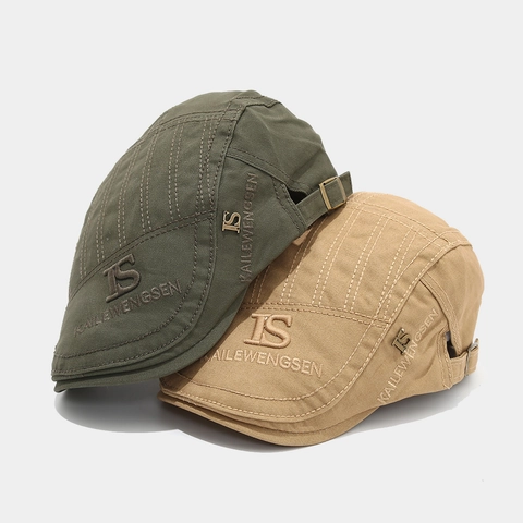 Vintage Flatcap Baumwolle Verstellbar Metallabzeichen Stickerei Outdoor Freizeithut Für Herren Damen Retro Stil